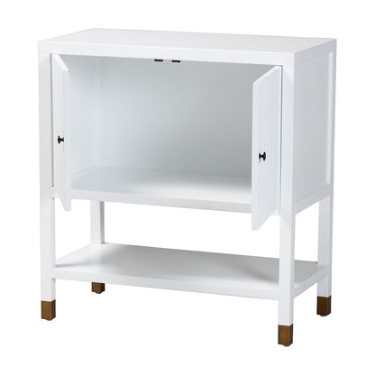 Aiden Fluted 2-Door Accent Storage Cabinet with Open Shelf and Raised Legs