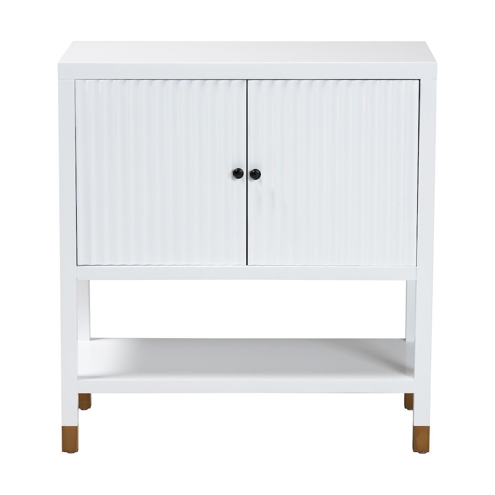 Aiden Fluted 2-Door Accent Storage Cabinet with Open Shelf and Raised Legs