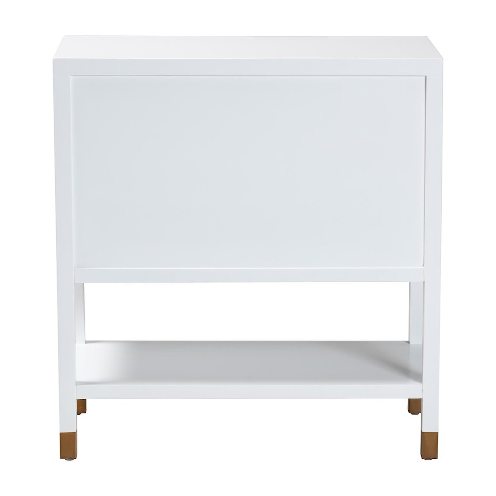 Aiden Fluted 2-Door Accent Storage Cabinet with Open Shelf and Raised Legs