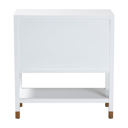 Aiden Fluted 2-Door Accent Storage Cabinet with Open Shelf and Raised Legs