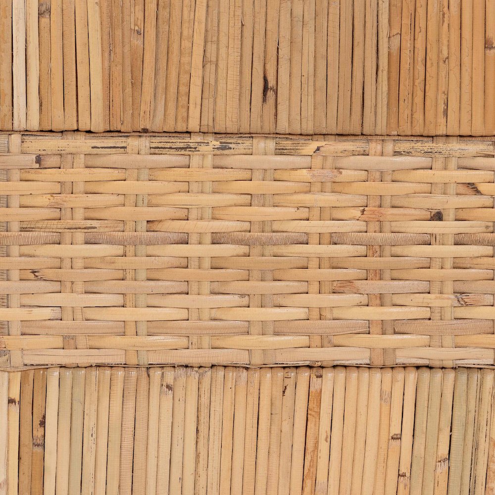 Natural Rattan Bed - Coastal Boho Style Bed Frame with Woven Detailing, Queen