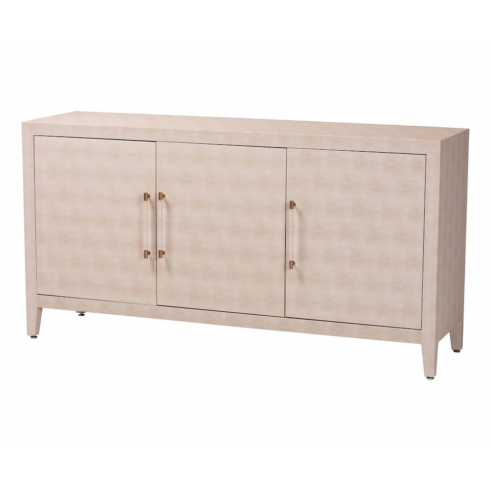 Faux Shagreen Sideboard - Contemporary 3-Door Buffet Storage Cabinet