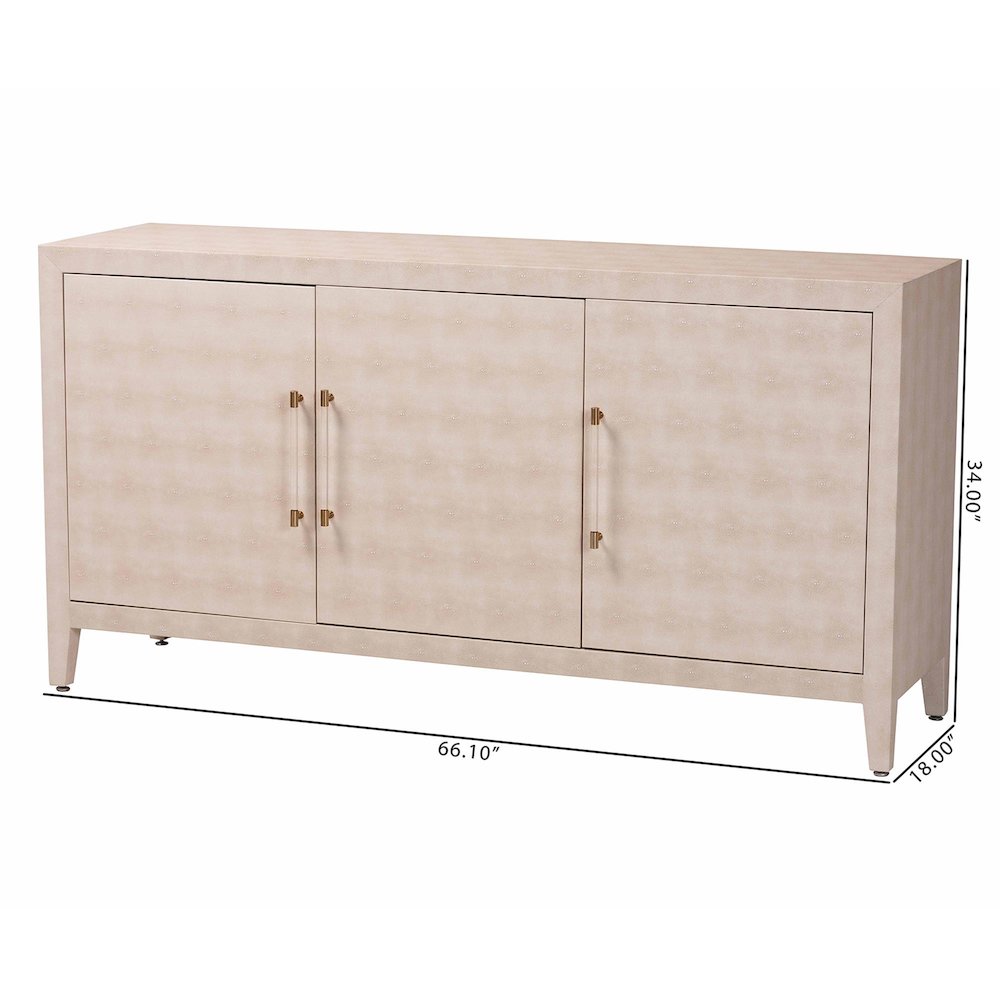 Faux Shagreen Sideboard - Contemporary 3-Door Buffet Storage Cabinet