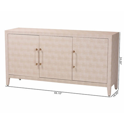 Faux Shagreen Sideboard - Contemporary 3-Door Buffet Storage Cabinet