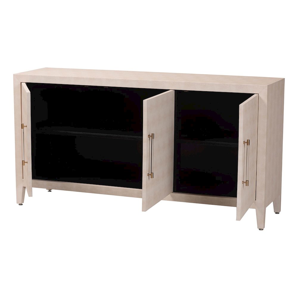 Faux Shagreen Sideboard - Contemporary 3-Door Buffet Storage Cabinet