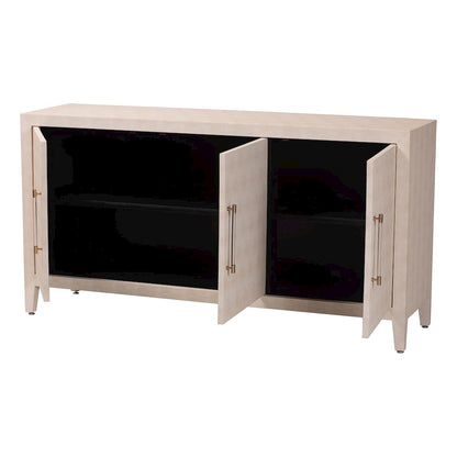 Faux Shagreen Sideboard - Contemporary 3-Door Buffet Storage Cabinet