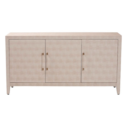 Faux Shagreen Sideboard - Contemporary 3-Door Buffet Storage Cabinet