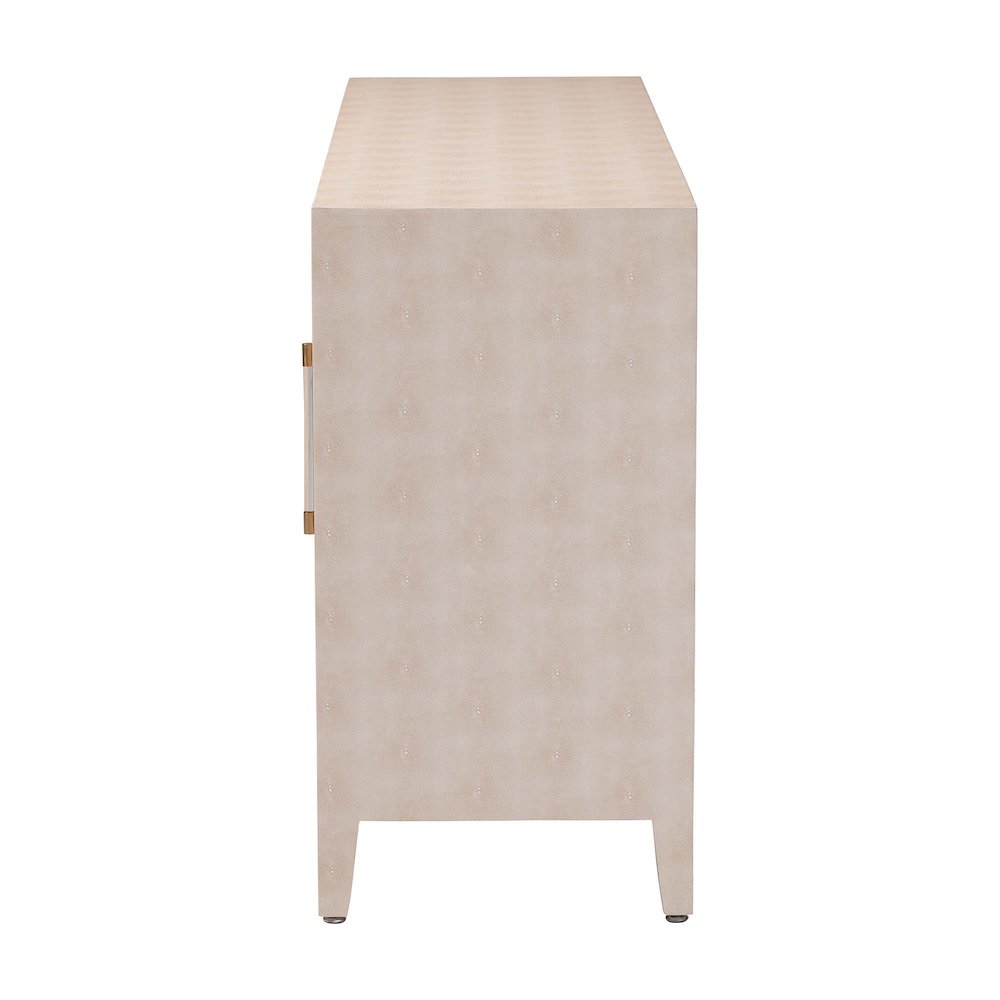 Faux Shagreen Sideboard - Contemporary 3-Door Buffet Storage Cabinet