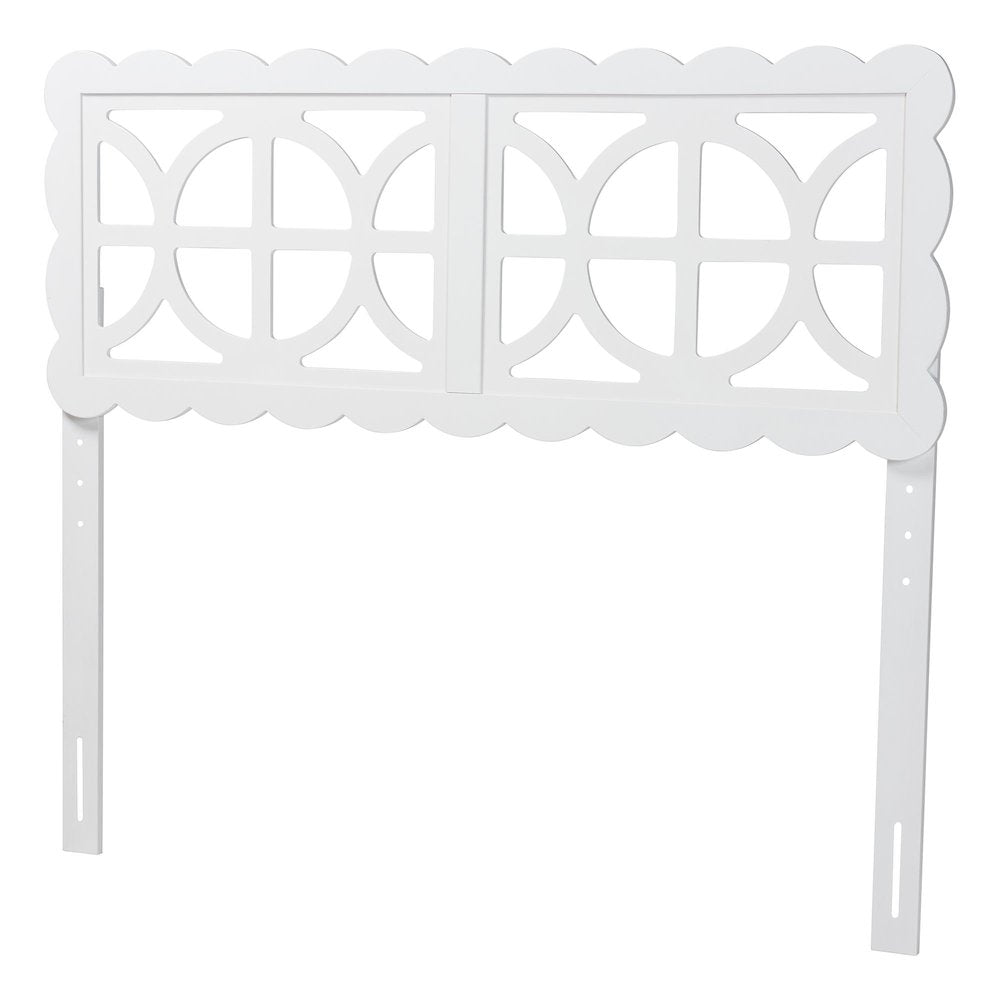 Wood Headboard with Scalloped Frame - Geometric Cutout Decorative Panel, Full