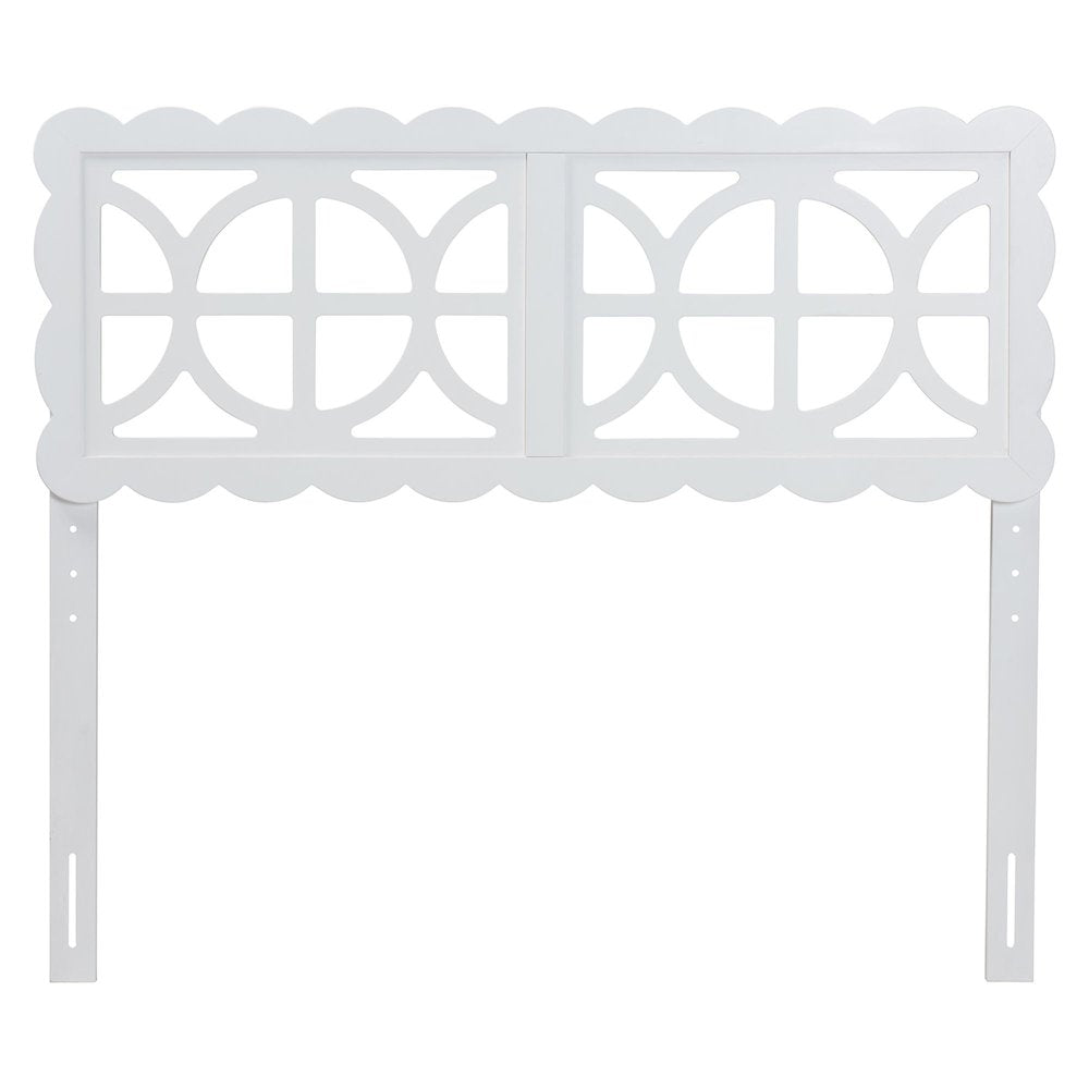 Wood Headboard with Scalloped Frame - Geometric Cutout Decorative Panel, Full