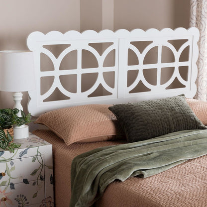 Wood Headboard with Scalloped Frame - Geometric Cutout Decorative Panel, Full