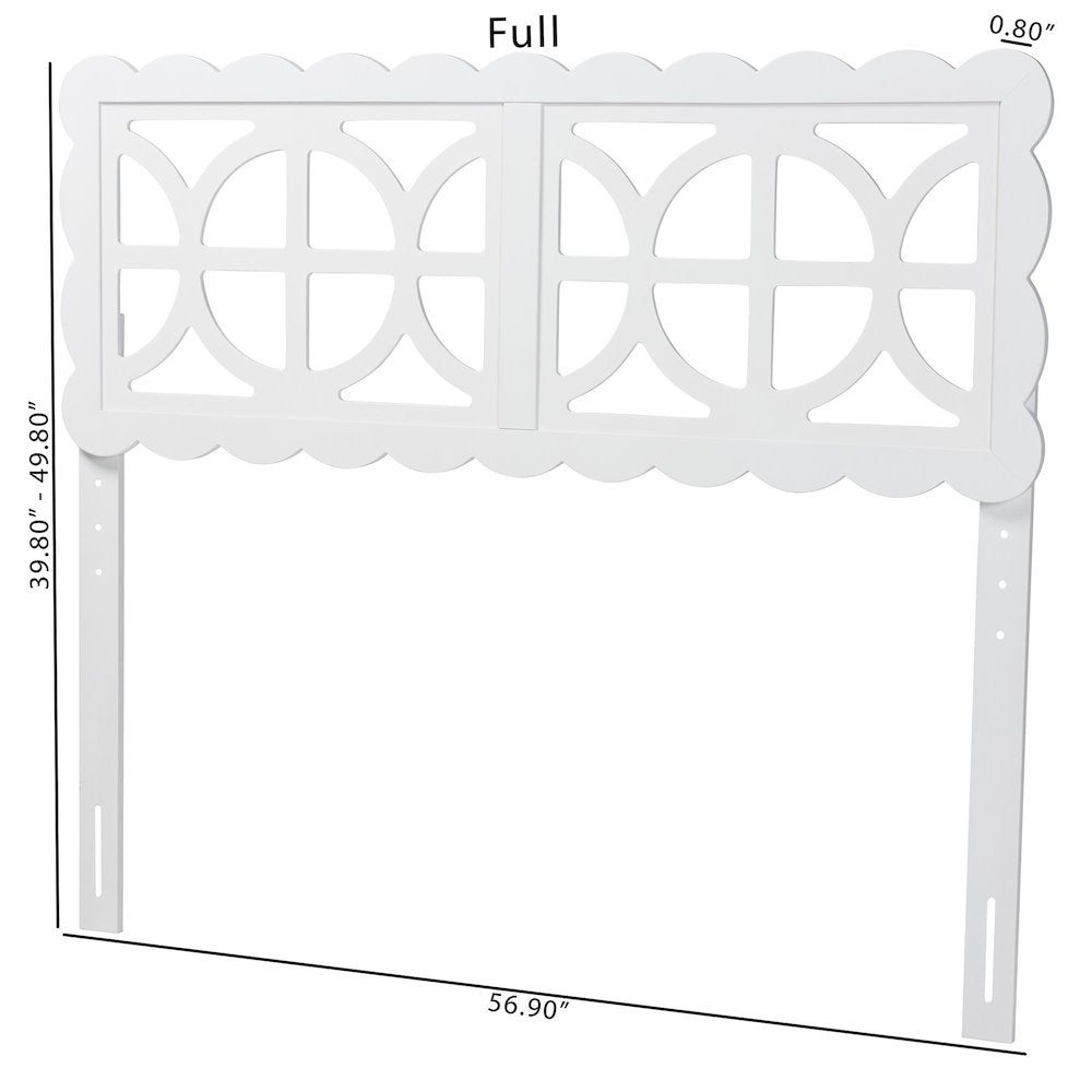 Wood Headboard with Scalloped Frame - Geometric Cutout Decorative Panel, Full
