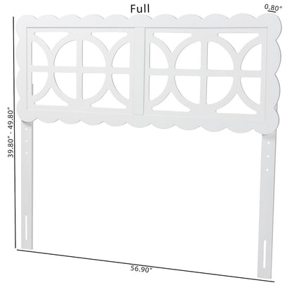Wood Headboard with Scalloped Frame - Geometric Cutout Decorative Panel, Full