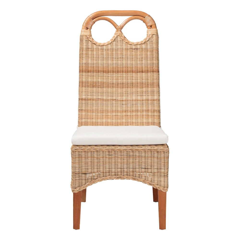 Dining Chair - Handwoven Wicker Side Chair with Removable Cushion, Loop Backrest
