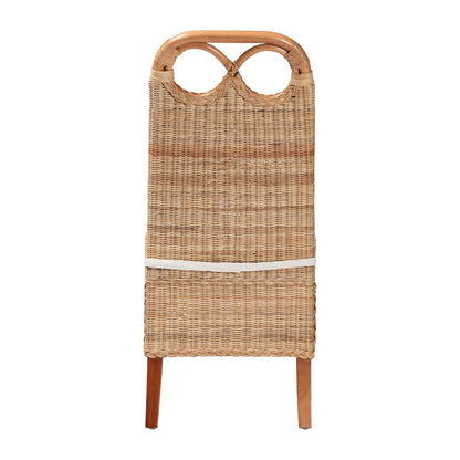 Dining Chair - Handwoven Wicker Side Chair with Removable Cushion, Loop Backrest