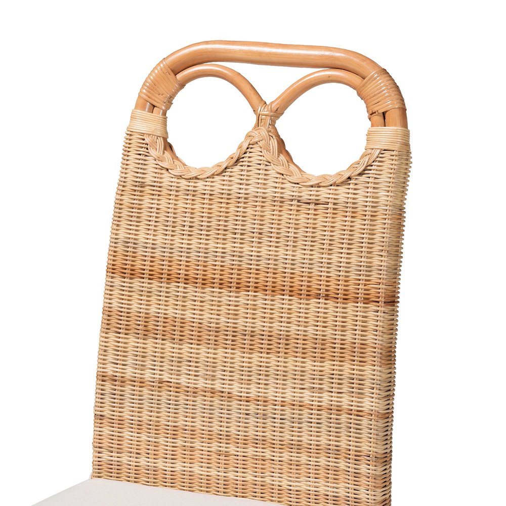 Dining Chair - Handwoven Wicker Side Chair with Removable Cushion, Loop Backrest