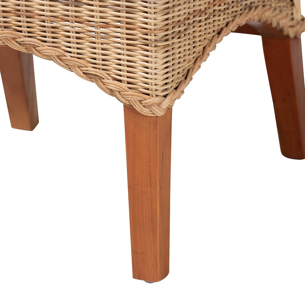 Dining Chair - Handwoven Wicker Side Chair with Removable Cushion, Loop Backrest