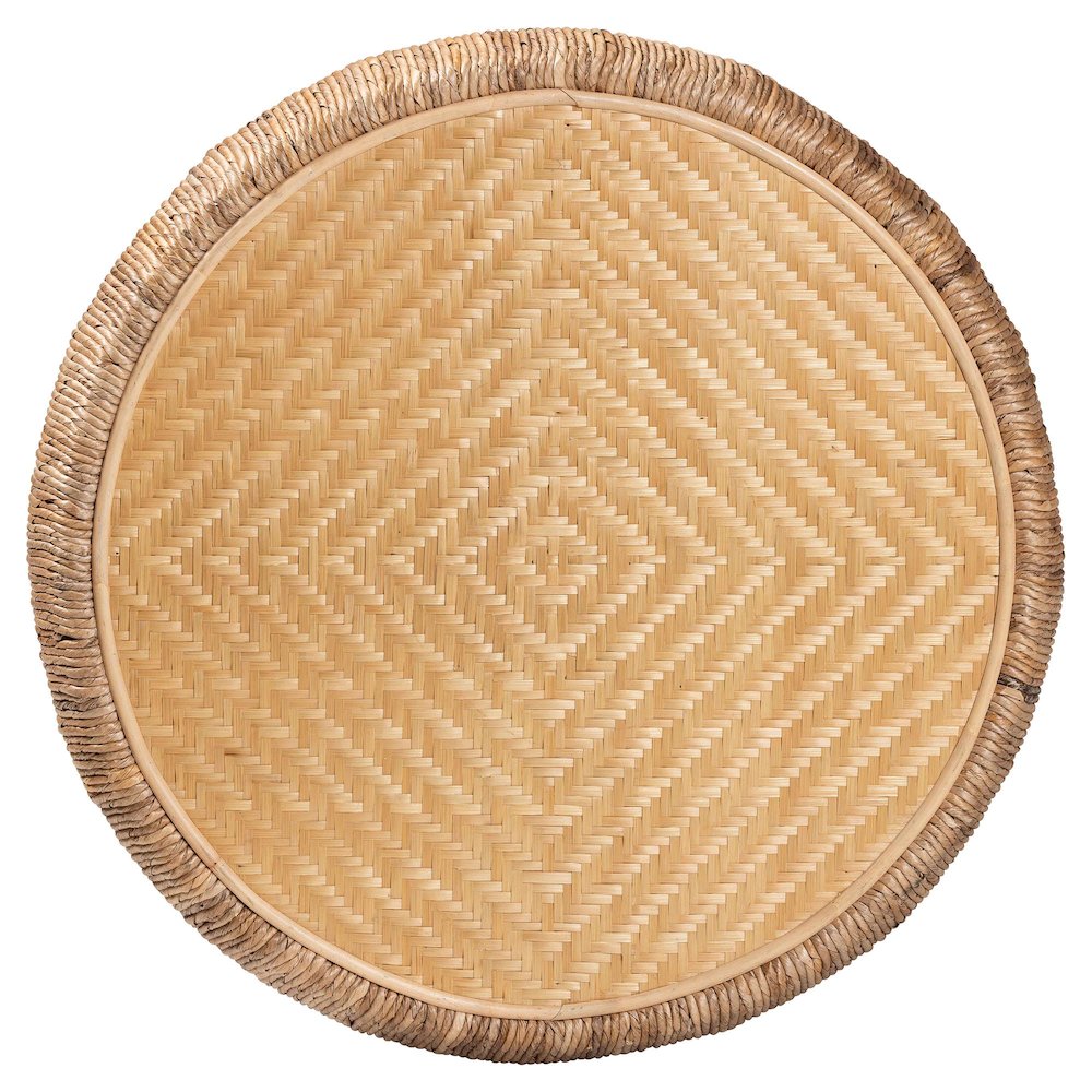 Rattan and Seagrass Coffee Table - Low Profile Boho Accent Table