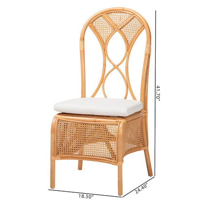 Natural Rattan Dining Chair - Handcrafted Wicker Side Chair