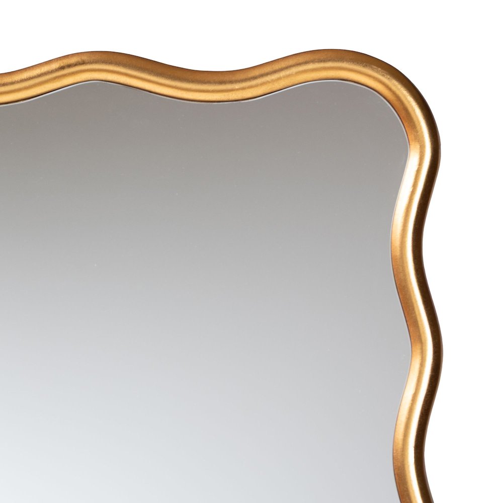 Gold Scalloped Rectangular Wall Mirror - Curved Edge Decorative Wall Accent