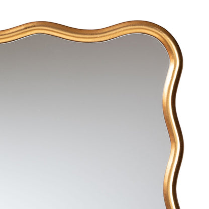 Gold Scalloped Rectangular Wall Mirror - Curved Edge Decorative Wall Accent