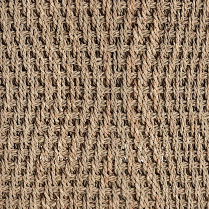 Seagrass Accent Bench - Handwoven Natural Fiber Stool with Black Wood Frame
