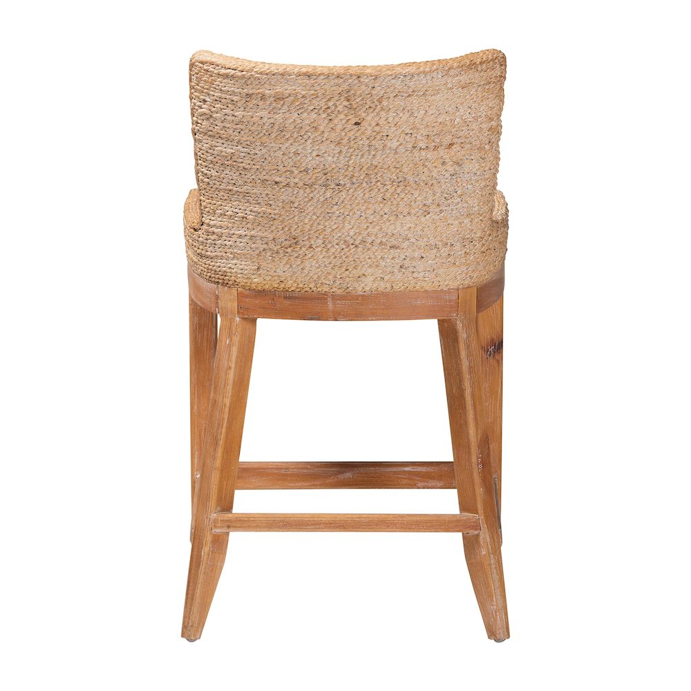Seagrass Counter Stool with Mahogany Wood Frame, Whitewash