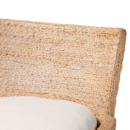 Seagrass Counter Stool with Mahogany Wood Frame, Whitewash