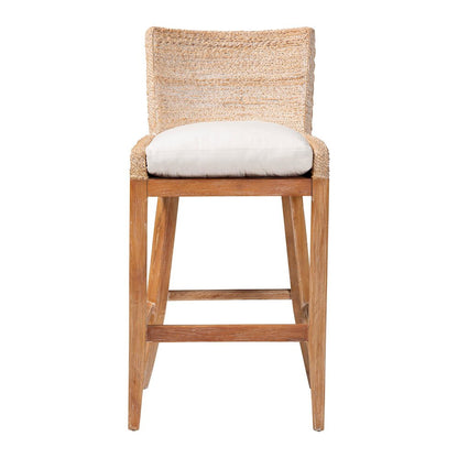 Seagrass Bar Stool with Mahogany Wood Frame, Whitewash
