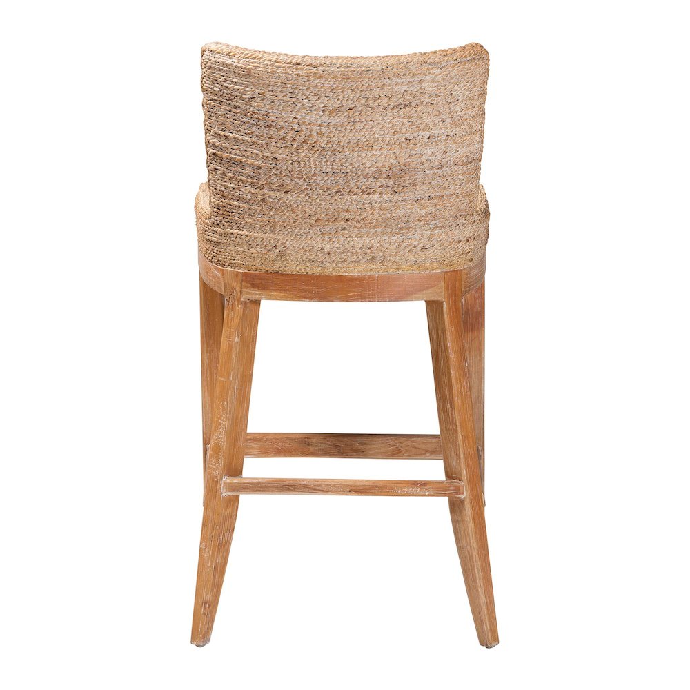 Seagrass Bar Stool with Mahogany Wood Frame, Whitewash