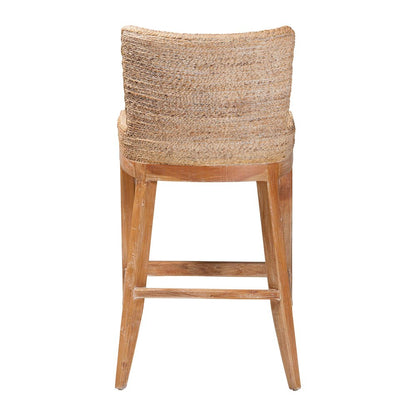 Seagrass Bar Stool with Mahogany Wood Frame, Whitewash