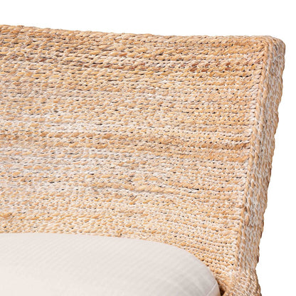 Seagrass Bar Stool with Mahogany Wood Frame, Whitewash