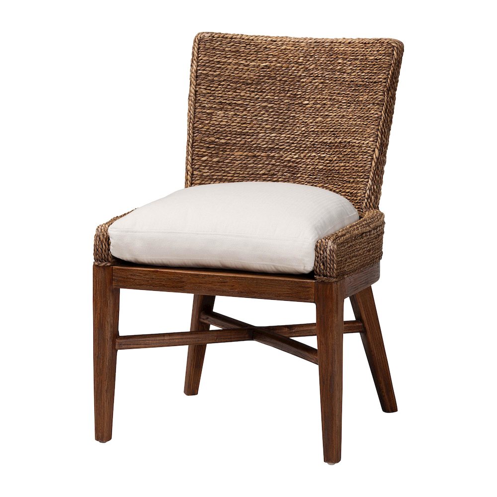 Seagrass Dining Chair with Mahogany Wood Frame, Brown Wash