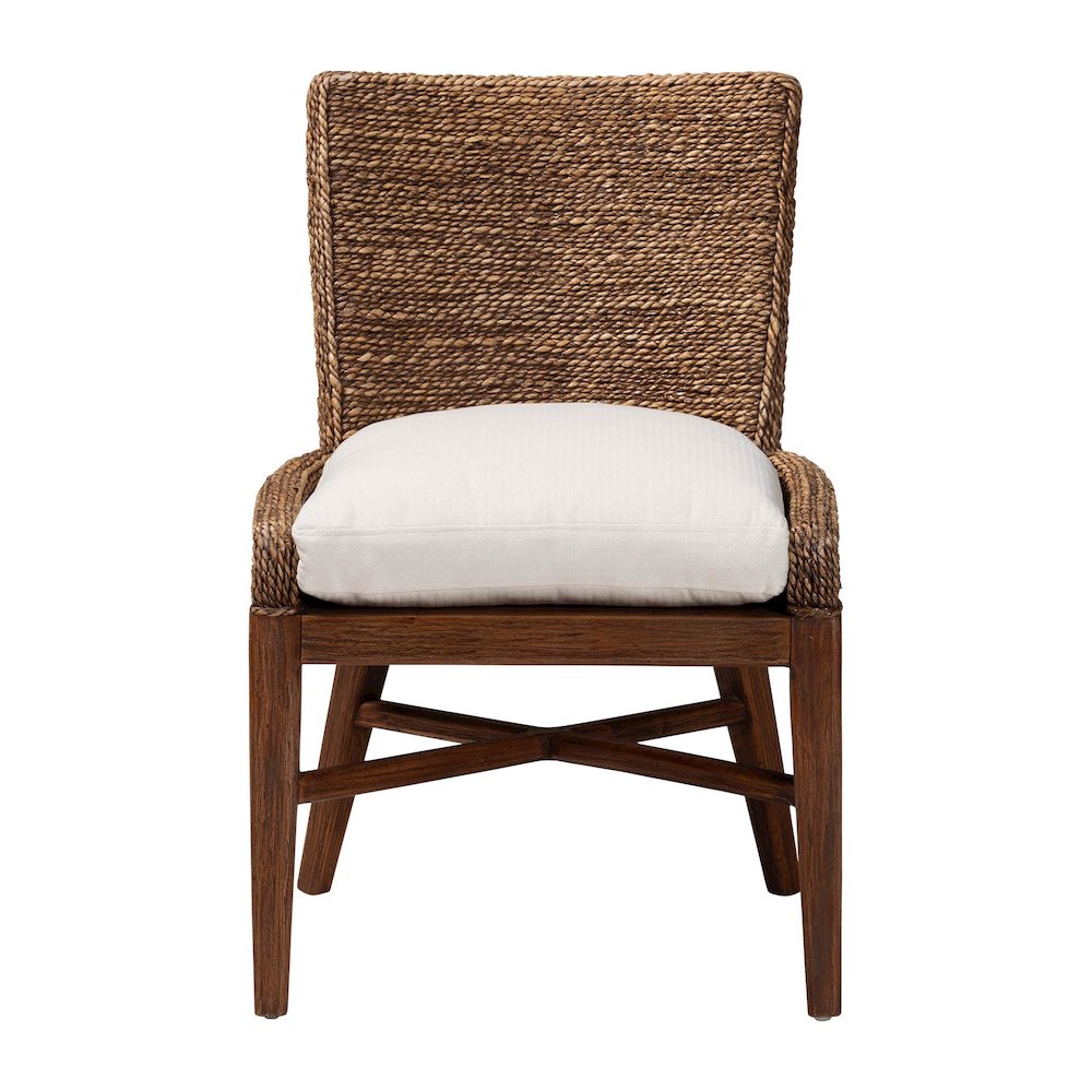 Seagrass Dining Chair with Mahogany Wood Frame, Brown Wash