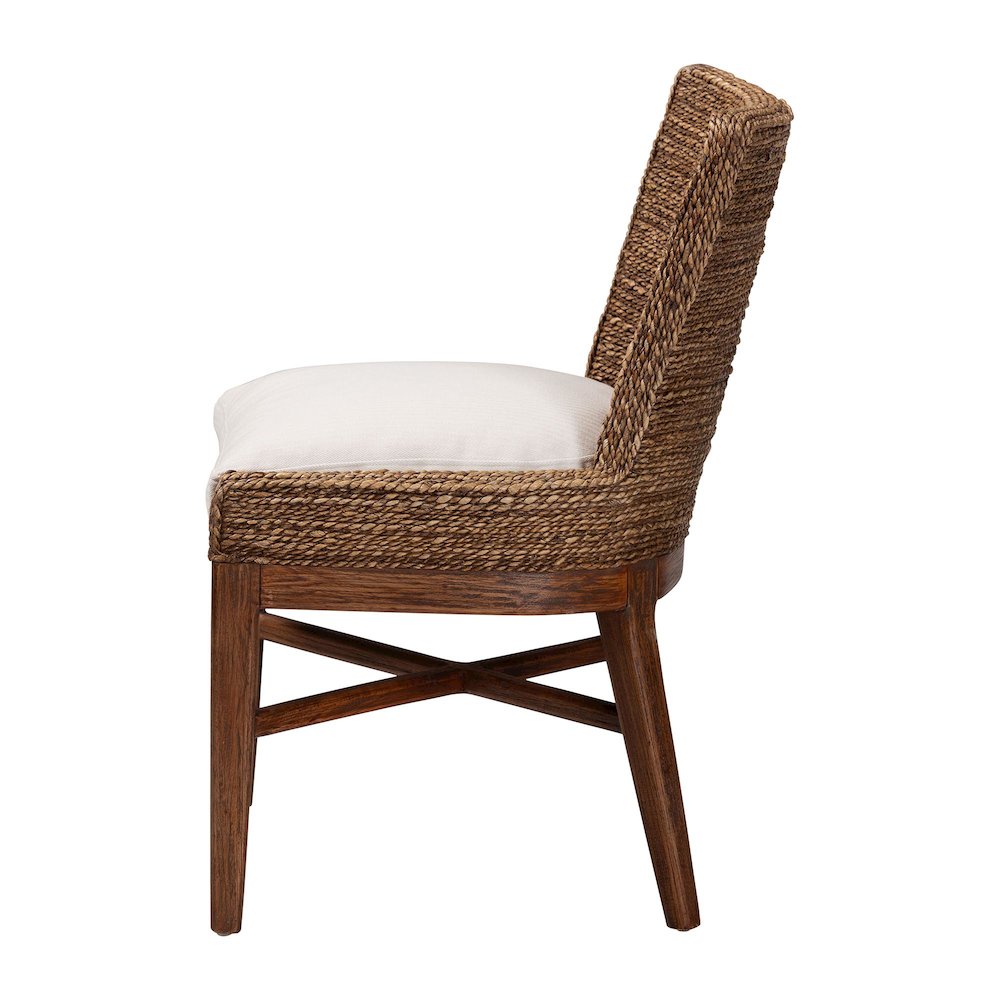 Seagrass Dining Chair with Mahogany Wood Frame, Brown Wash