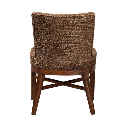 Seagrass Dining Chair with Mahogany Wood Frame, Brown Wash