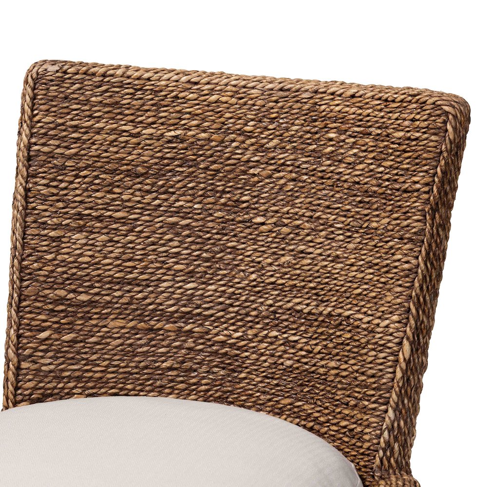 Seagrass Dining Chair with Mahogany Wood Frame, Brown Wash