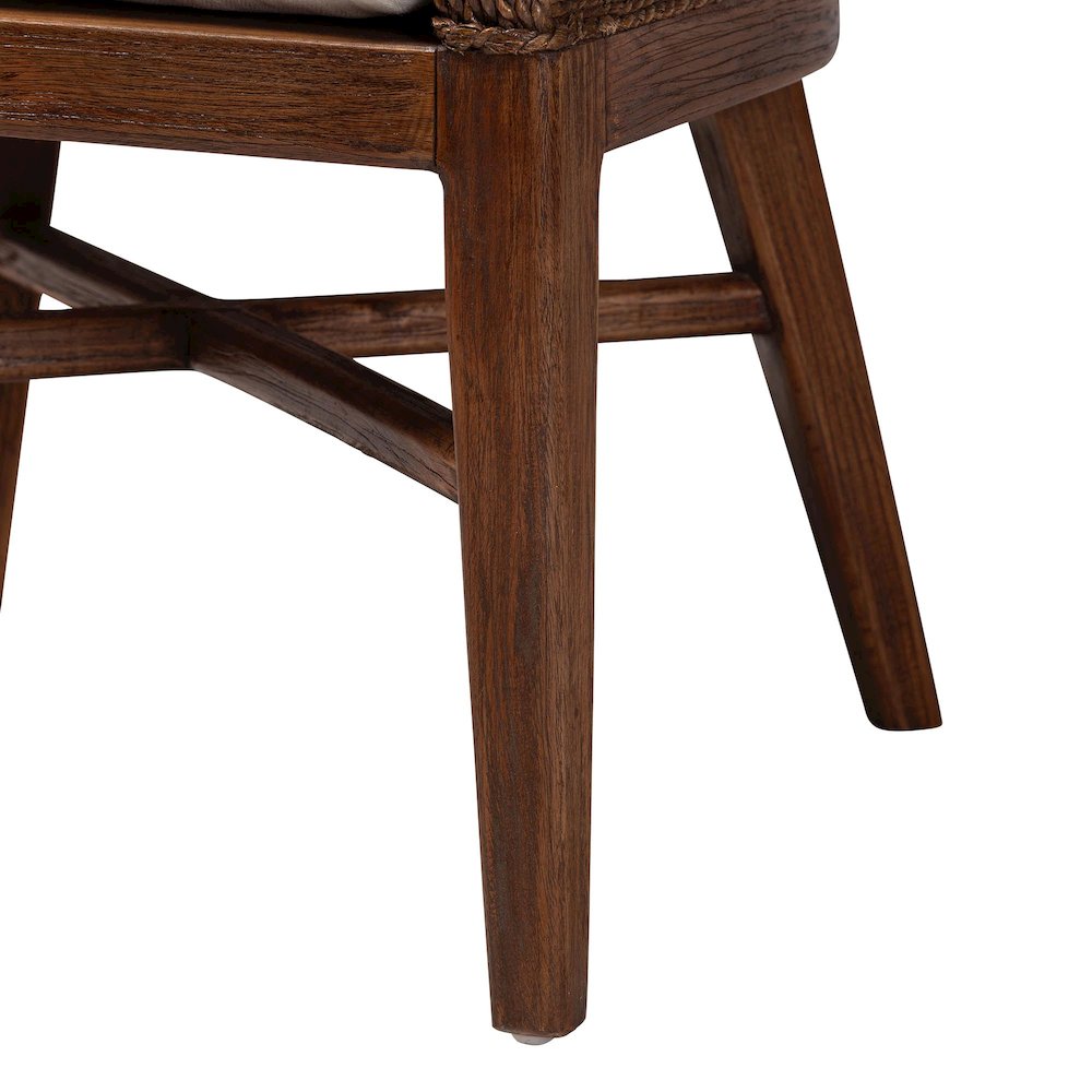 Seagrass Dining Chair with Mahogany Wood Frame, Brown Wash