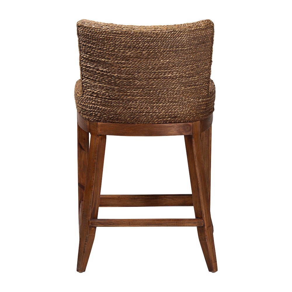 Seagrass Counter Stool with Mahogany Wood Frame, Brown Wash