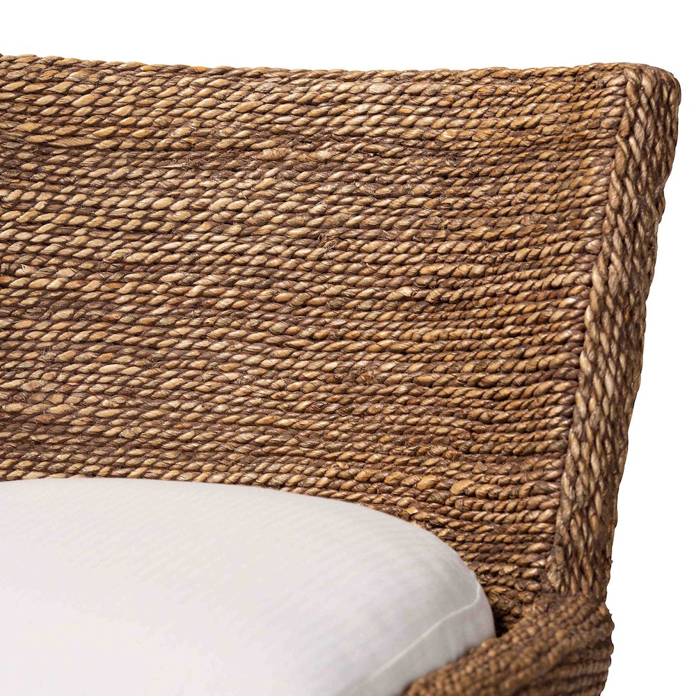 Seagrass Counter Stool with Mahogany Wood Frame, Brown Wash