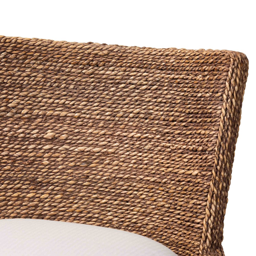 Seagrass Bar Stool with Mahogany Wood Frame, Brown Wash