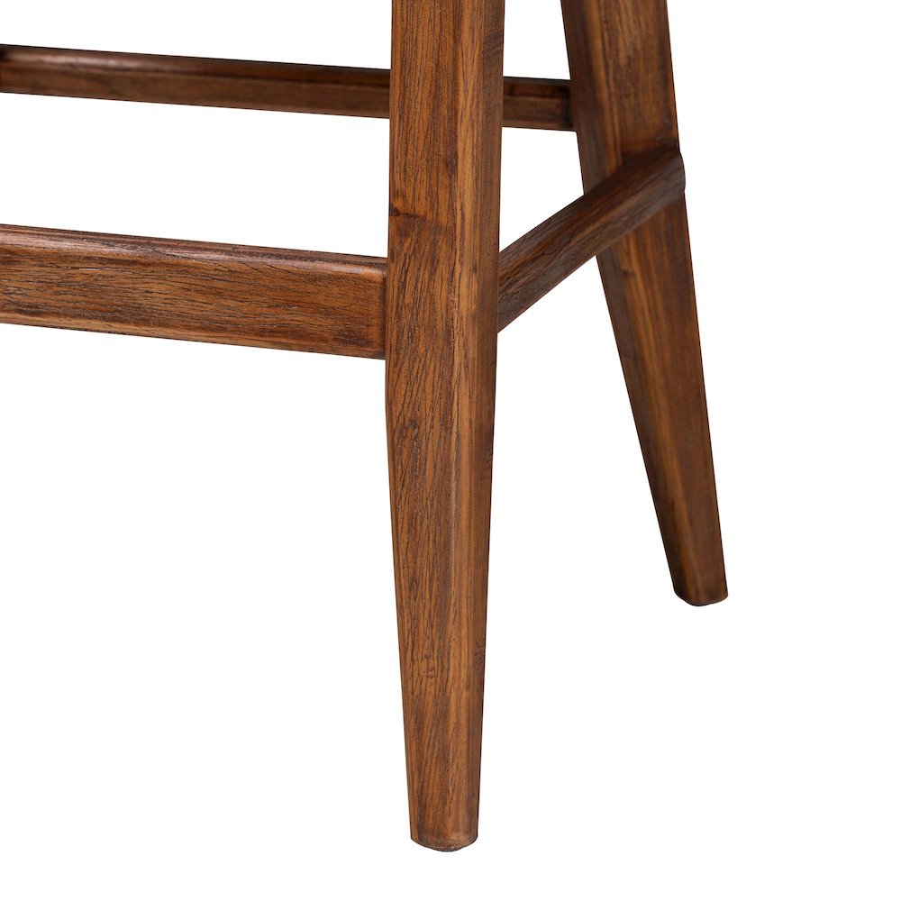 Seagrass Bar Stool with Mahogany Wood Frame, Brown Wash