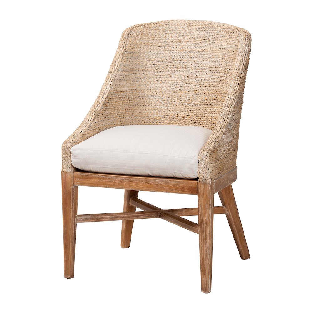 Seagrass Dining Chair with Mahogany Wood Frame, Whitewash