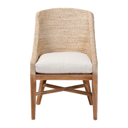 Seagrass Dining Chair with Mahogany Wood Frame, Whitewash