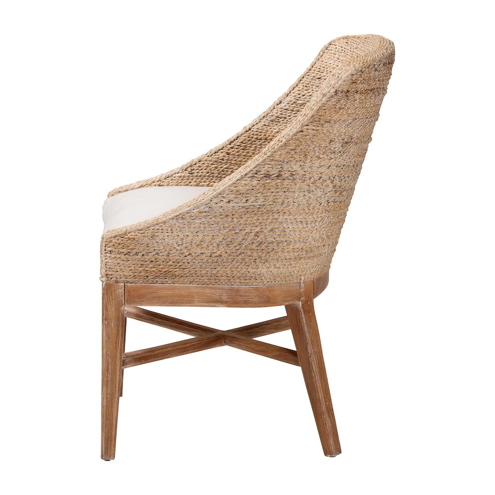 Seagrass Dining Chair with Mahogany Wood Frame, Whitewash