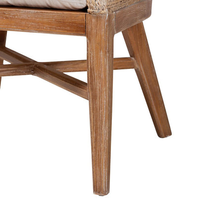 Seagrass Dining Chair with Mahogany Wood Frame, Whitewash