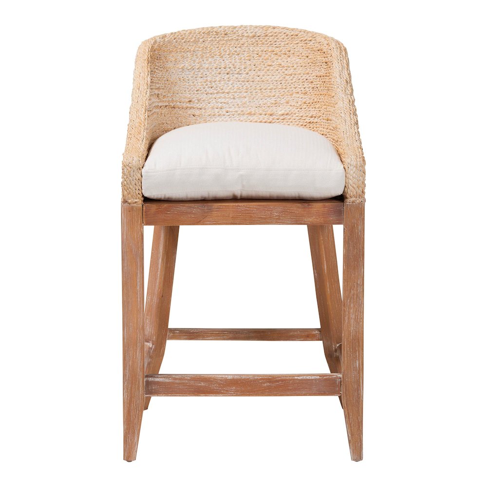 Seagrass Counter Stool with Mahogany Wood Frame, Whitewash