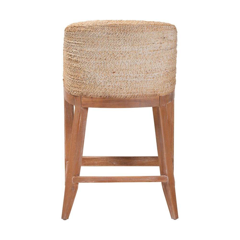 Seagrass Counter Stool with Mahogany Wood Frame, Whitewash