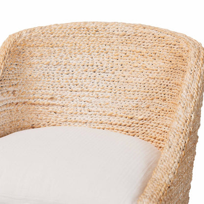 Seagrass Counter Stool with Mahogany Wood Frame, Whitewash