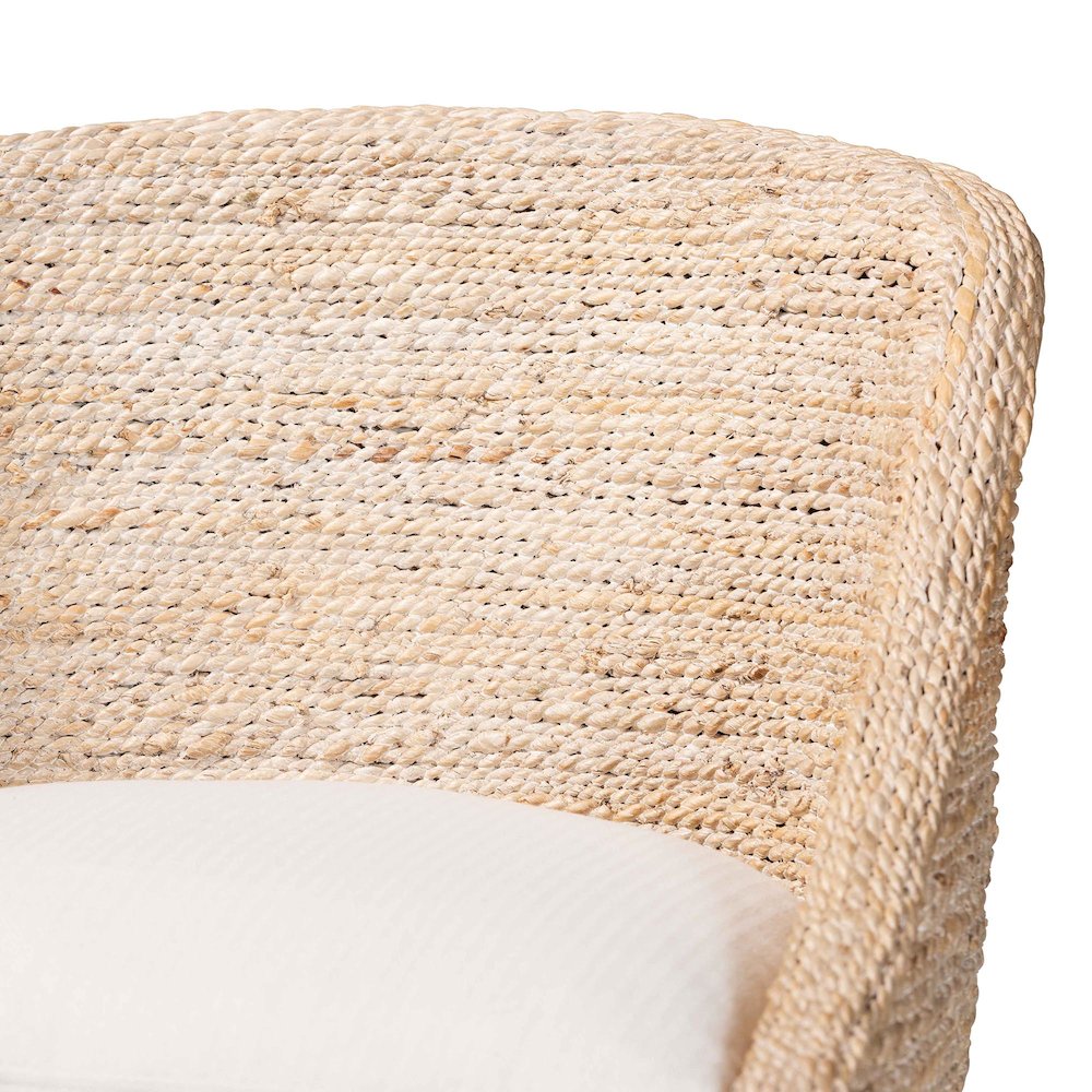 Seagrass Bar Stool with Mahogany Wood Frame, Whitewash
